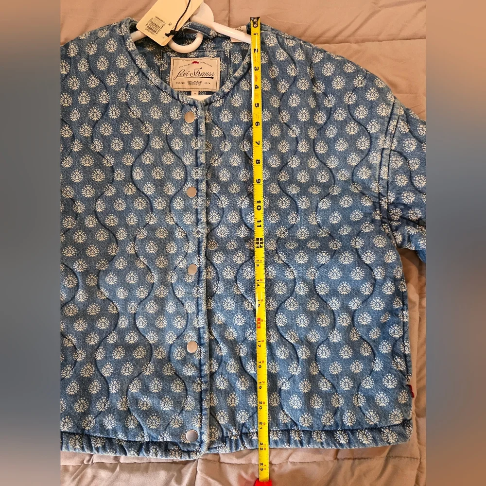 Levi's Premium Blue Quilted Floral-Print Jacket SizeL NWT - Picture 13 of 16